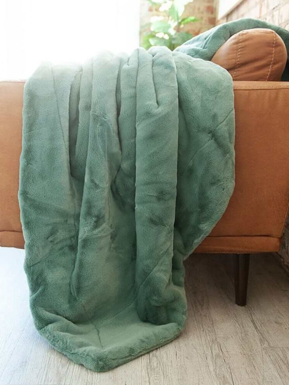 Minky Couture Blanket TRAVEL Lush Midnight Mist Green NEW